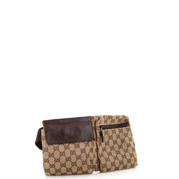 Gucci Vintage Double Belt Bag GG Canvas Brown - Picture 2 of 9